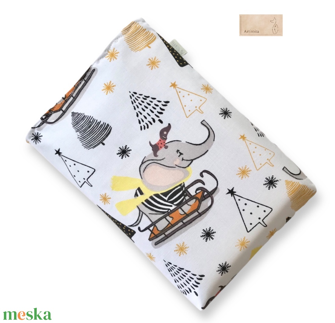 KÖNYVTOK - Elefánt és tacskó kutya szánkózik könytok, tablet tok vagy ipad tok - táska & tok - ebook & tablet tok - Meska.hu