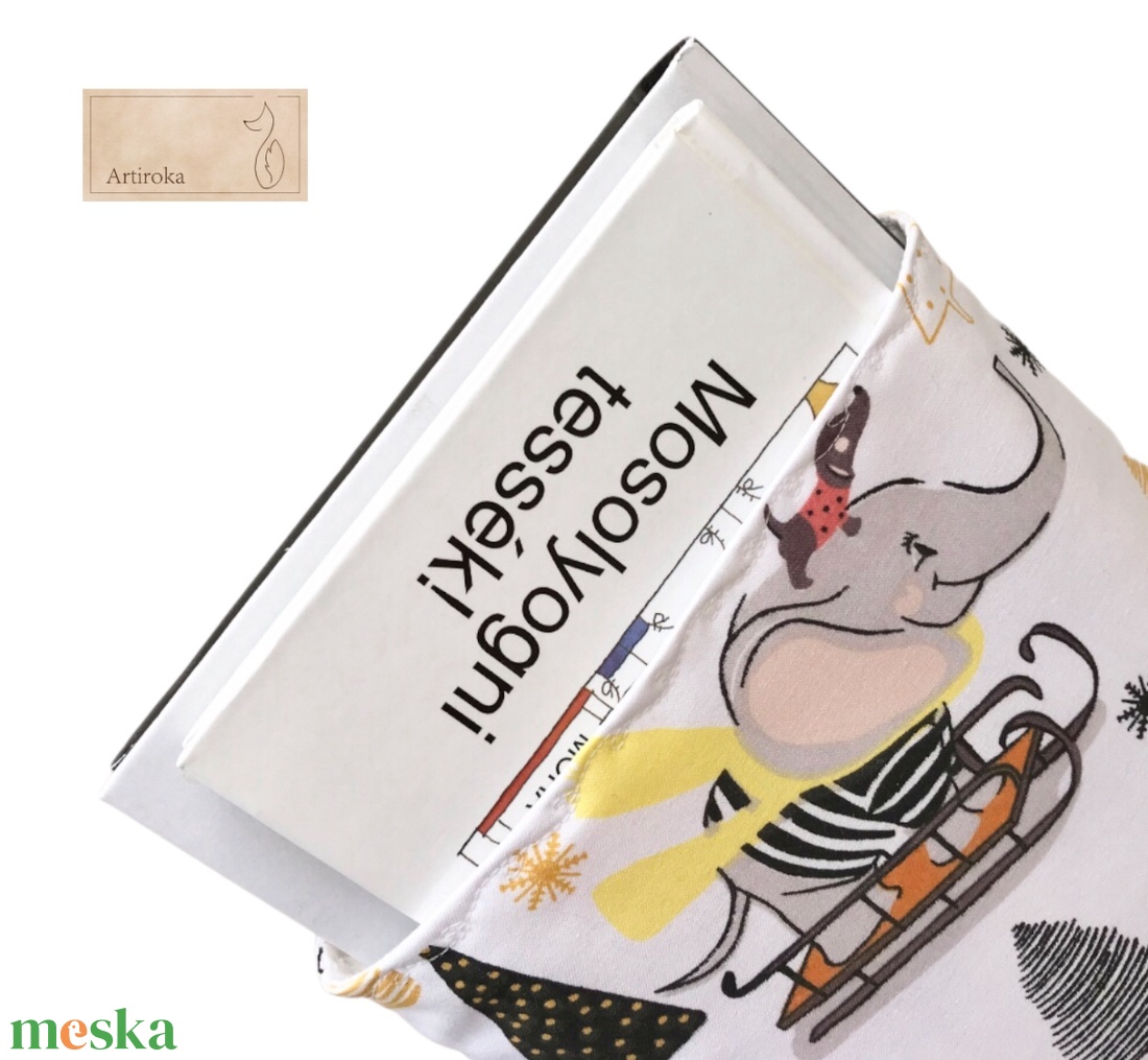 KÖNYVTOK - Elefánt és tacskó kutya szánkózik könytok, tablet tok vagy ipad tok - táska & tok - ebook & tablet tok - Meska.hu