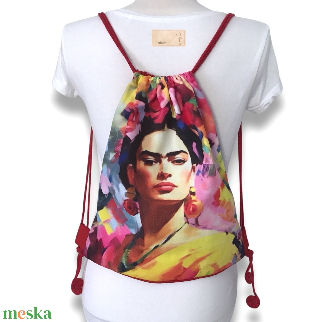 Frida Kahlo mintás egyedi gymbag hátizsák - Artiroka - táska & tok - hátizsák - tornazsák, gymbag - Meska.hu