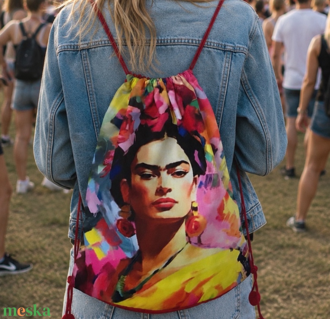 Frida Kahlo mintás egyedi gymbag hátizsák - Artiroka - táska & tok - hátizsák - tornazsák, gymbag - Meska.hu