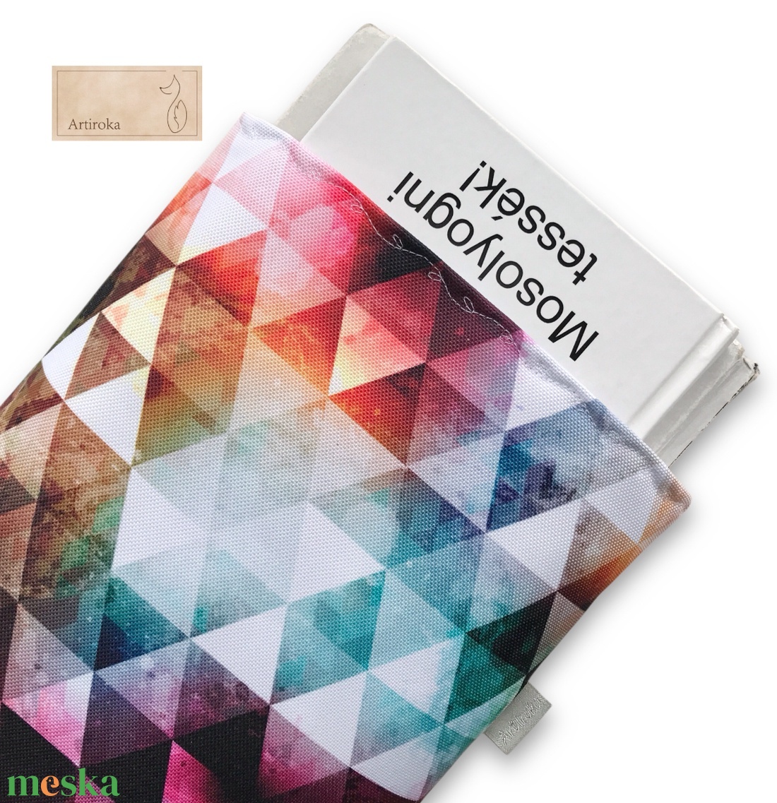 Vízálló KÖNYVTOK őszi színekben,  geometria mintával - könyv & zene - könyvtok - Meska.hu
