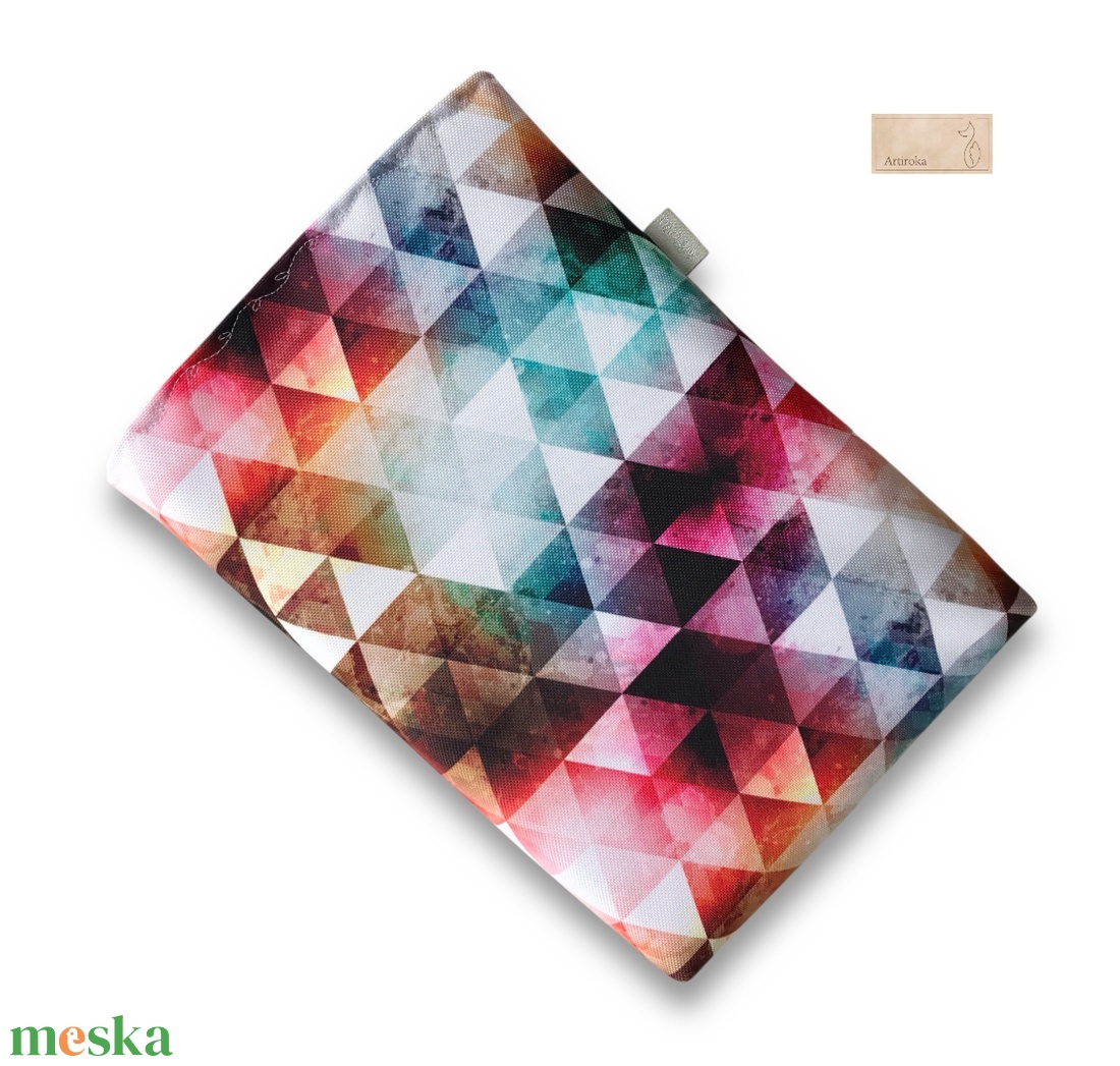 Vízálló KÖNYVTOK őszi színekben,  geometria mintával - könyv & zene - könyvtok - Meska.hu