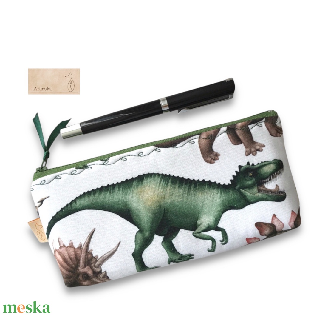 Dinoszaurusz mintás prémium tolltartó neszesszer, szemüvegtok  - Artiroka design - otthon & életmód - papír, írószer - tolltartó & ceruzatekercs - Meska.hu