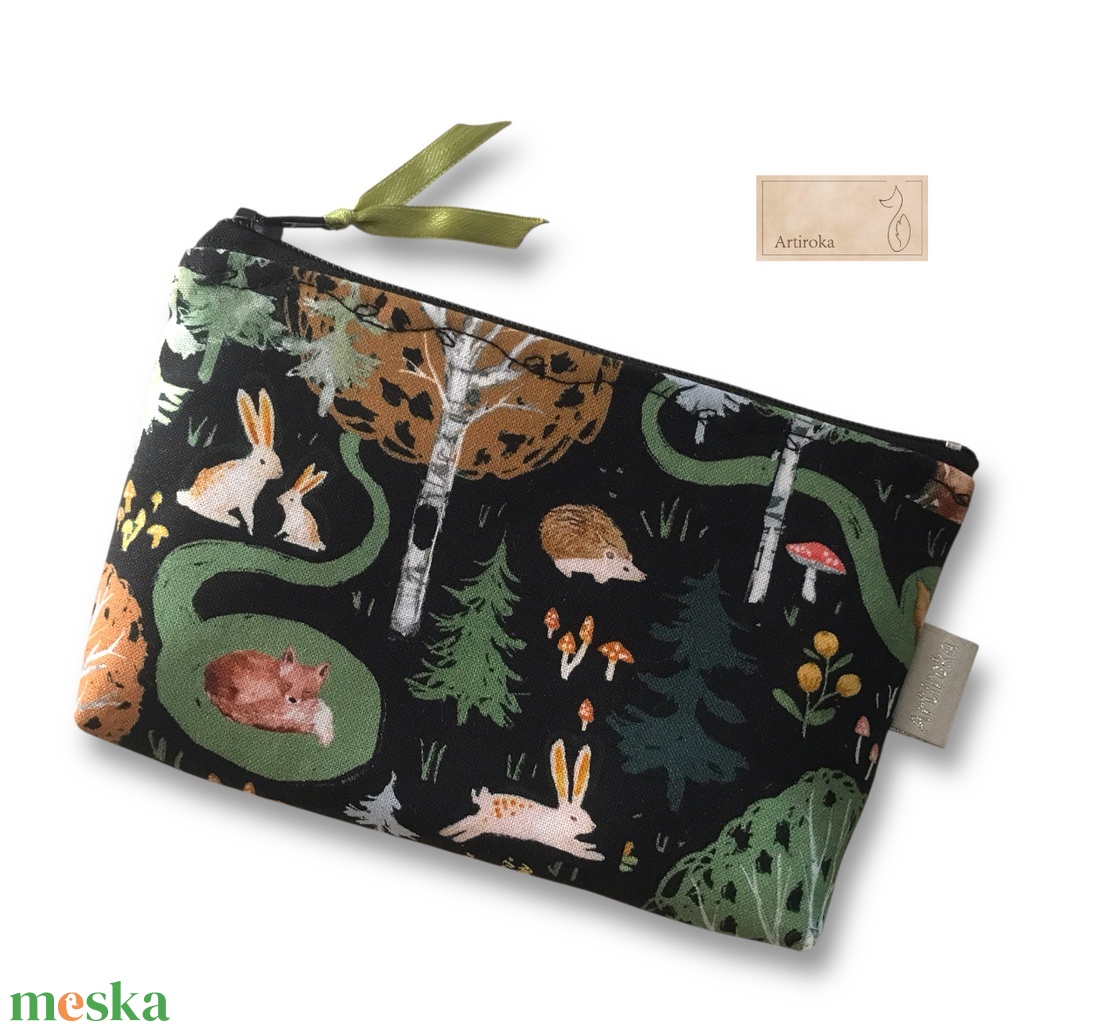 Éjszakai holdfény az erdőben, állatok mintás prémium irattartó pénztárca - Artiroka design  - táska & tok - pénztárca & más tok - pénztárca - női pénztárca - Meska.hu