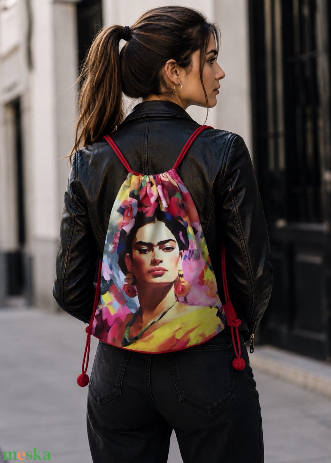 Frida Kahlo mintás egyedi gymbag hátizsák - Artiroka - táska & tok - hátizsák - tornazsák, gymbag - Meska.hu