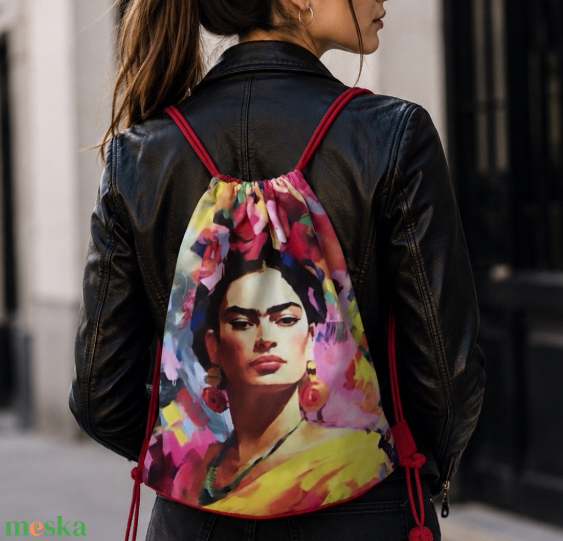 Frida Kahlo mintás egyedi gymbag hátizsák - Artiroka - táska & tok - hátizsák - tornazsák, gymbag - Meska.hu