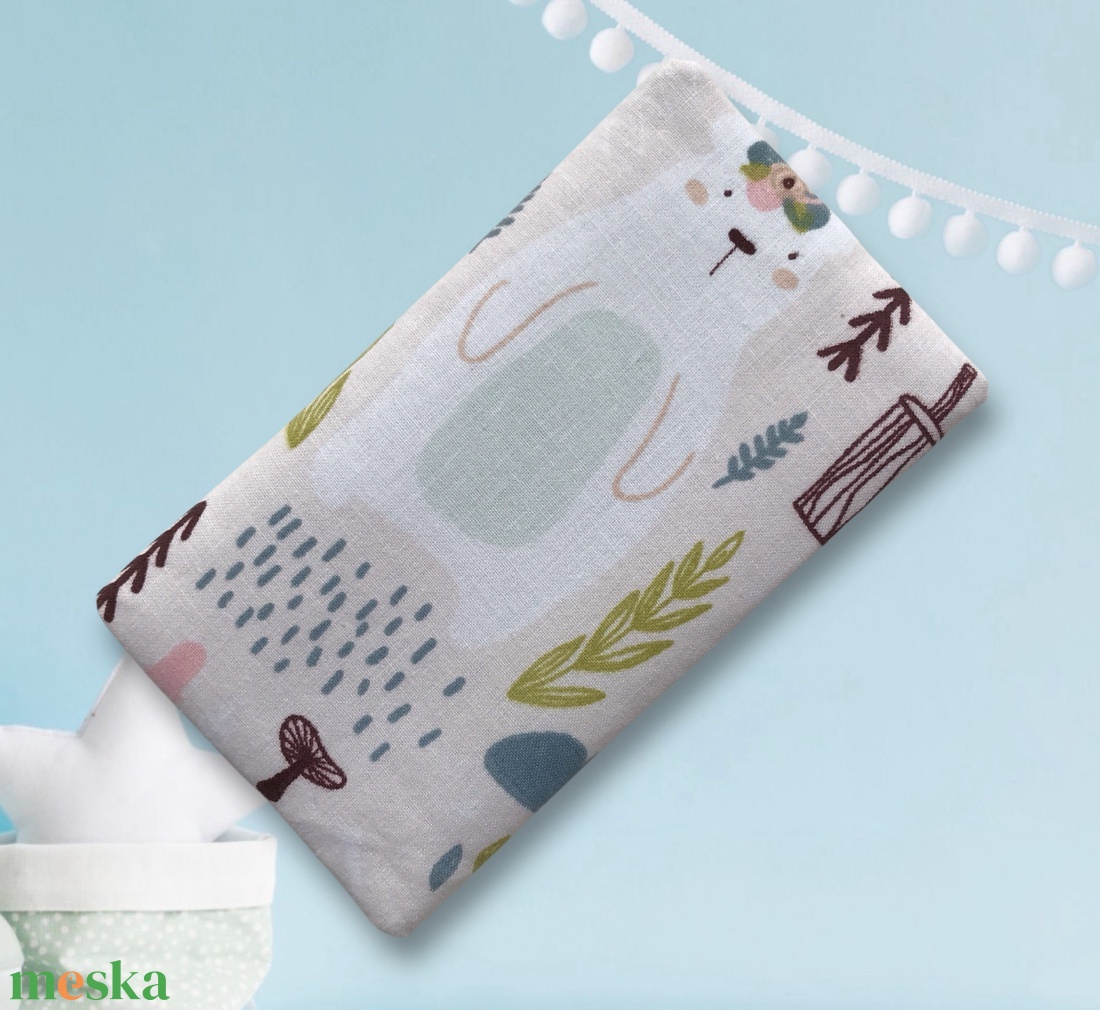 Mackó mintás  papírzsebkendő tartó  - Artiroka design - táska & tok - pénztárca & más tok - zsebkendőtartó tok - Meska.hu