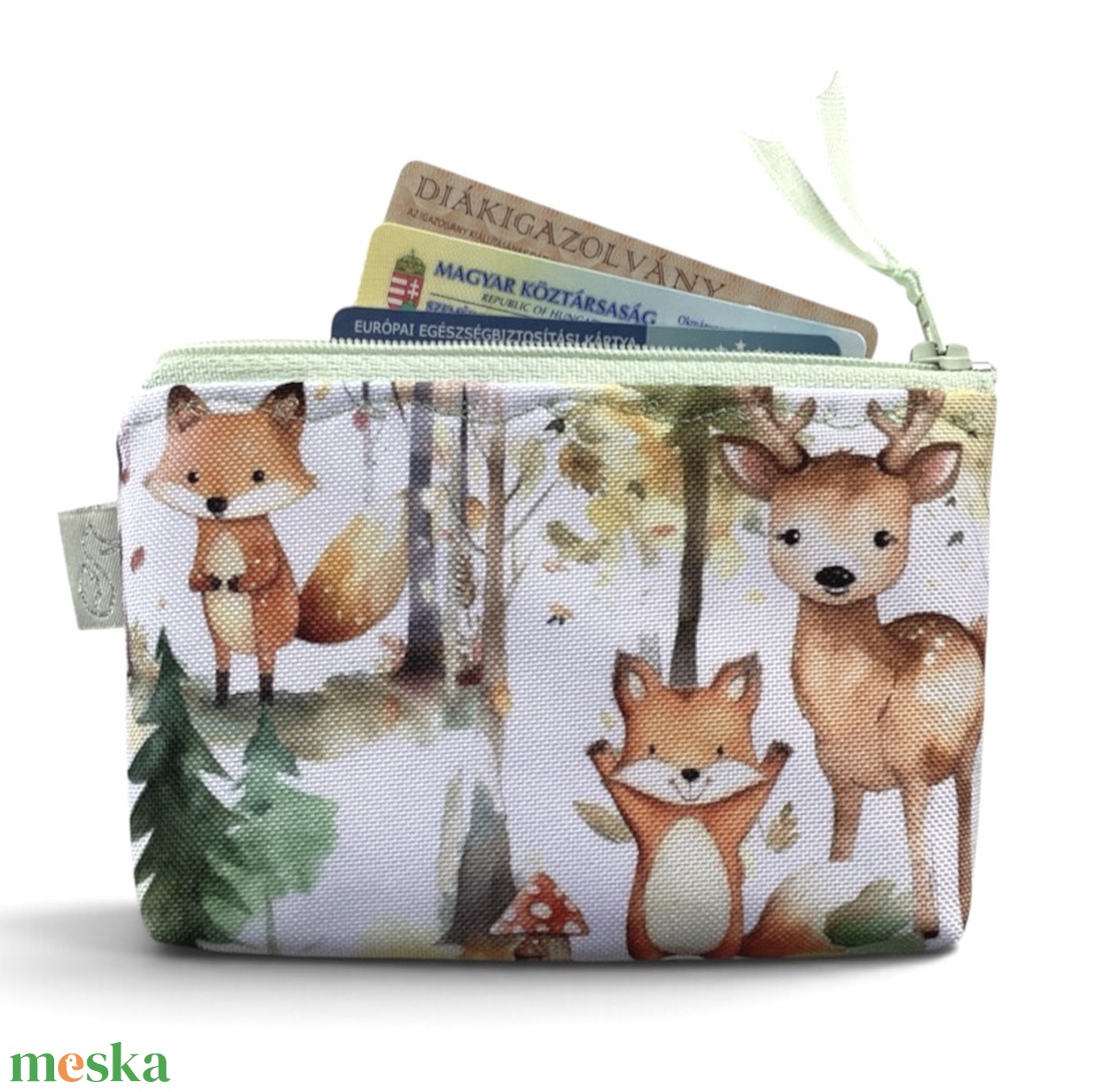 Erdei randevú, róka, őz és mackó mintás  irattartó pénztárca  - Artiroka design - táska & tok - pénztárca & más tok - pénztárca - női pénztárca - Meska.hu