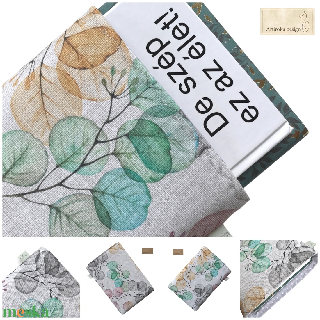 Pasztell levél mintás könyvtok  - Artiroka design  - könyv & zene - könyvtok - Meska.hu