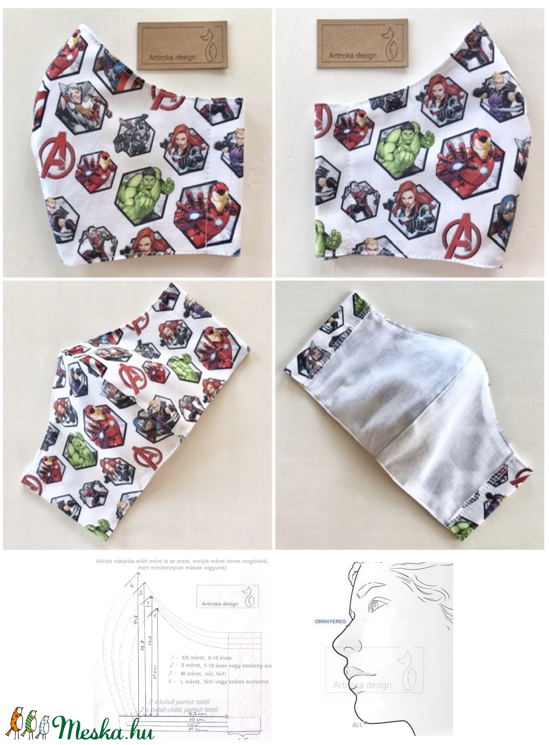 Marvel hősök, Vasember mintás pasztell szürke arcmaszk, szájmaszk, maszk - Artiroka design - gyerek - gyerek - Meska.hu