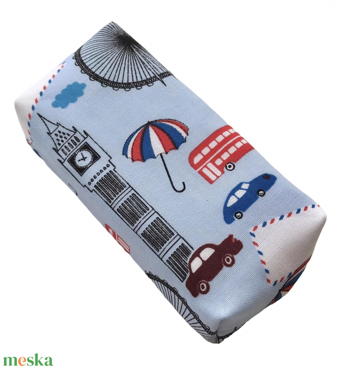 London mintás, világoskék színű papírzsebkendő tartó - Artiroka design  - táska & tok - pénztárca & más tok - zsebkendőtartó tok - Meska.hu