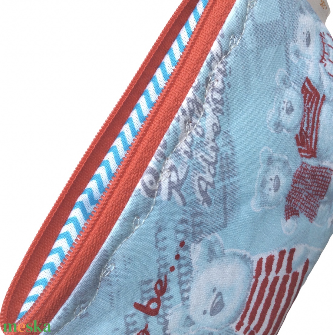 Mackó család,  világoskék irattartó, pénztárca - tolltartó neszesszer- Artiroka design - táska & tok - pénztárca & más tok - kártyatartó & irattartó - Meska.hu