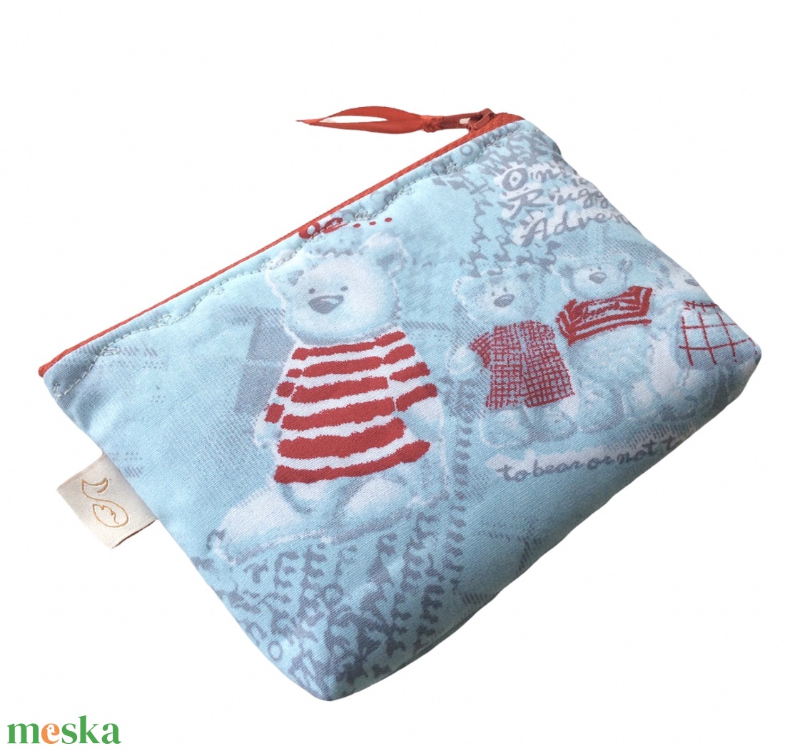 Mackó család,  világoskék irattartó, pénztárca - tolltartó neszesszer- Artiroka design - táska & tok - pénztárca & más tok - kártyatartó & irattartó - Meska.hu