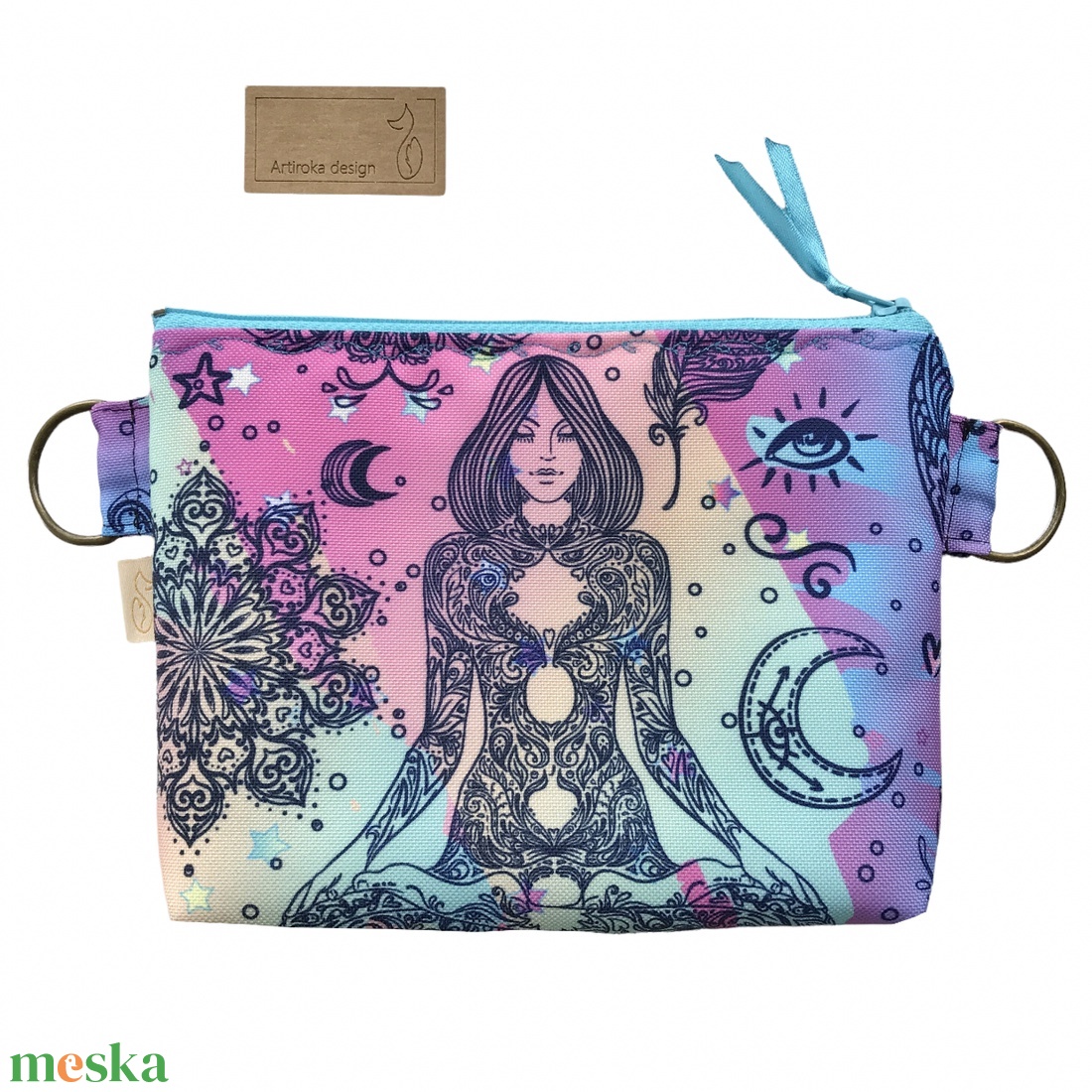 Jóga mintás VÍZÁLLÓ neszesszer vagy övtáska - NAMASTE  - Artiroka design akciós termékkép 1