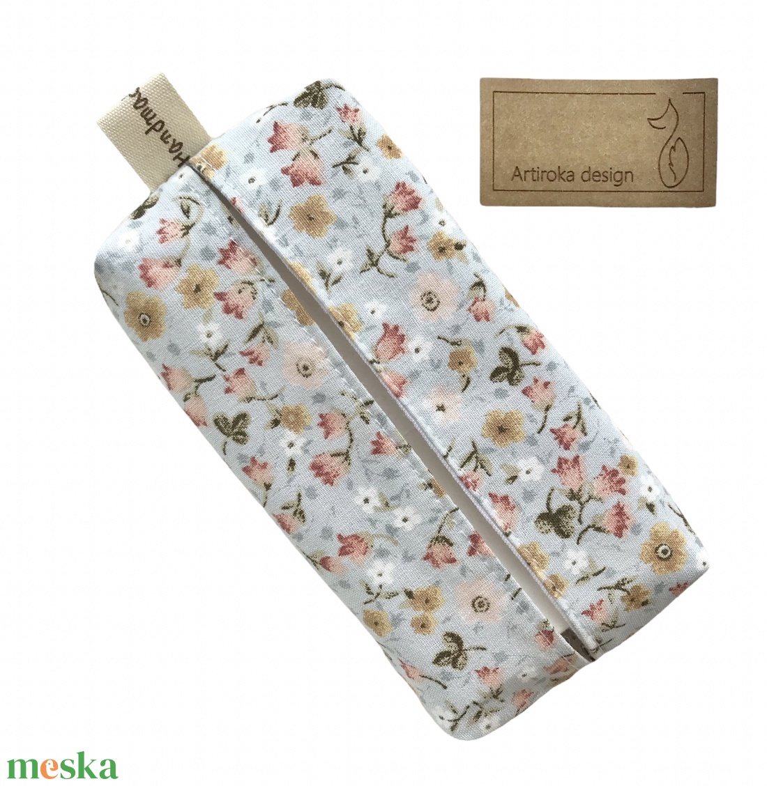 Virágos rét mintás bélelt papírzsebkendő tartó - Artiroka design - táska & tok - pénztárca & más tok - zsebkendőtartó tok - Meska.hu