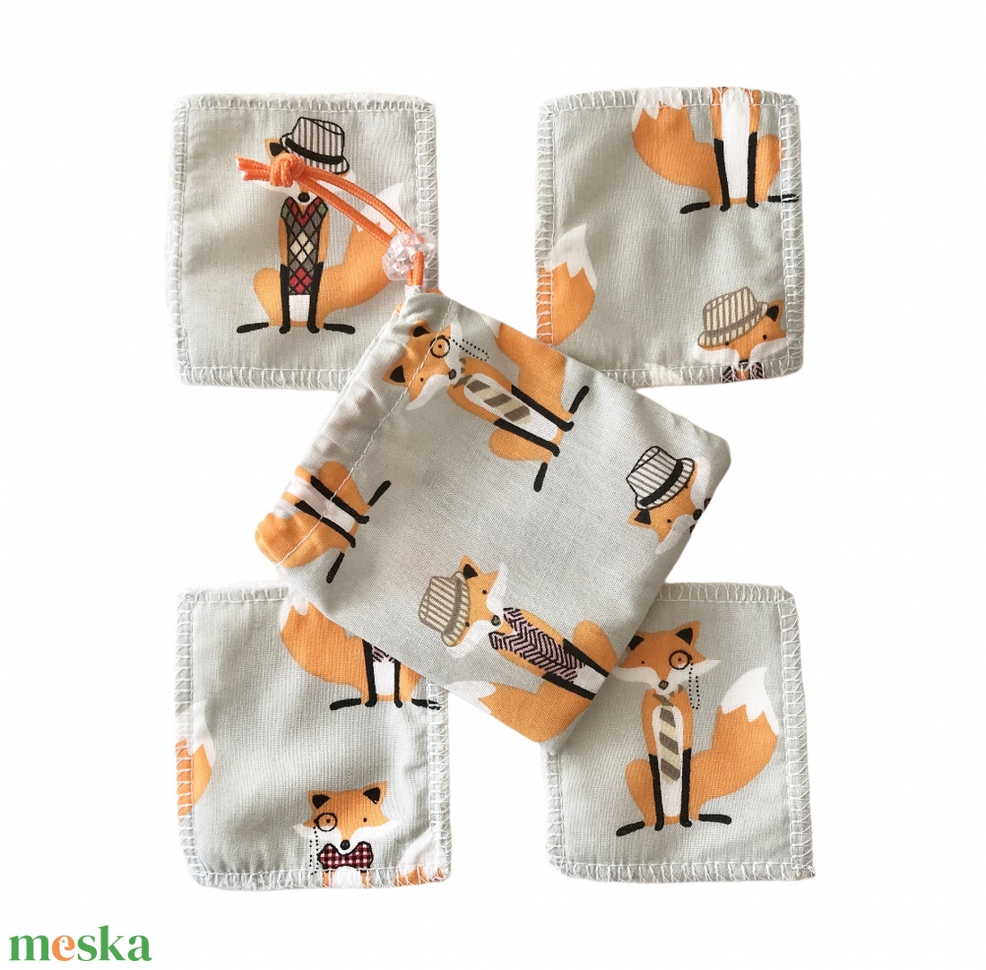 Róka - Móka bambusz frottir arctisztítópárna csomag, hordozó zsákkal - NoWaste  - szépségápolás - arcápolás - arctisztító korong - Meska.hu