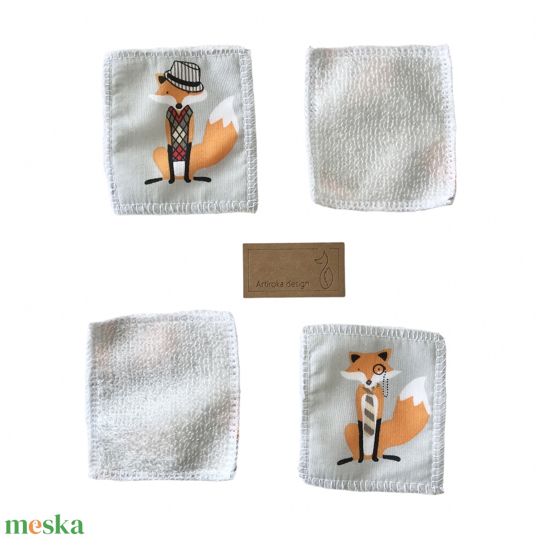 Róka - Móka bambusz frottir arctisztítópárna csomag, hordozó zsákkal - NoWaste  - szépségápolás - arcápolás - arctisztító korong - Meska.hu