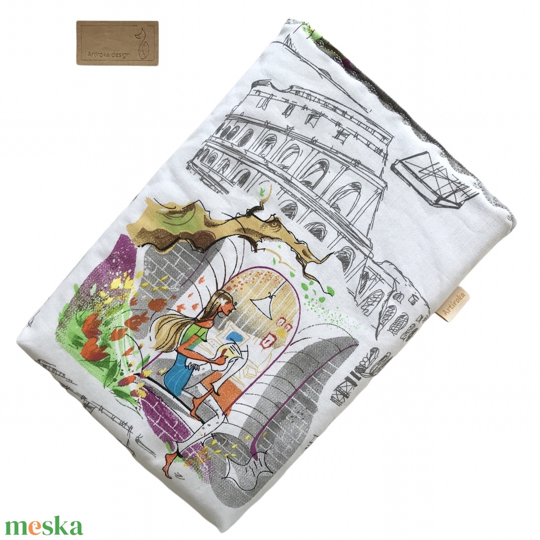Római vakáció mintás  egyedi könyvtok, ipad tok vagy tablet tok tartó -  Artiroka design  - könyv & zene - könyvtok - Meska.hu