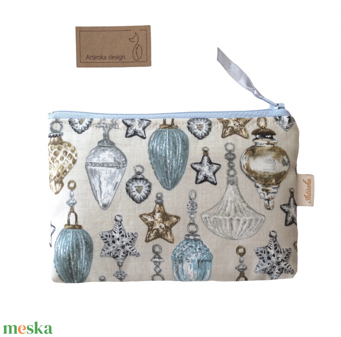 Vintage karácsonyfadísz mintás irattartó pénztárca, kártyatartó belső zsebbel - Artiroka design akciós termékkép 1