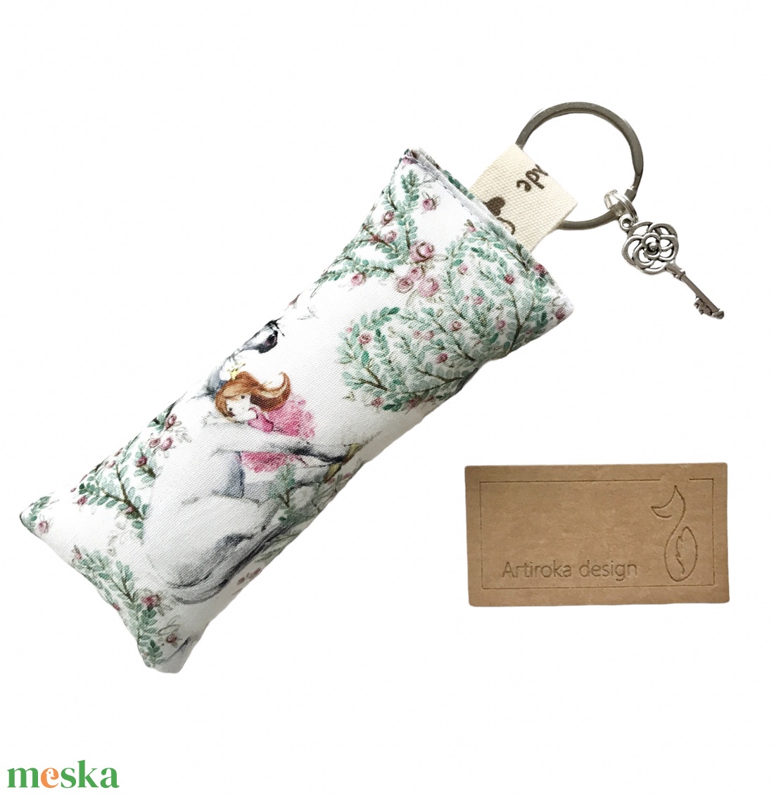 Unikornis szárnyas ló és tündér lány mintás  kulcstartó +  vintage kulcs medál  - Artiroka design - táska & tok - kulcstartó & táskadísz - kulcstartó - Meska.hu