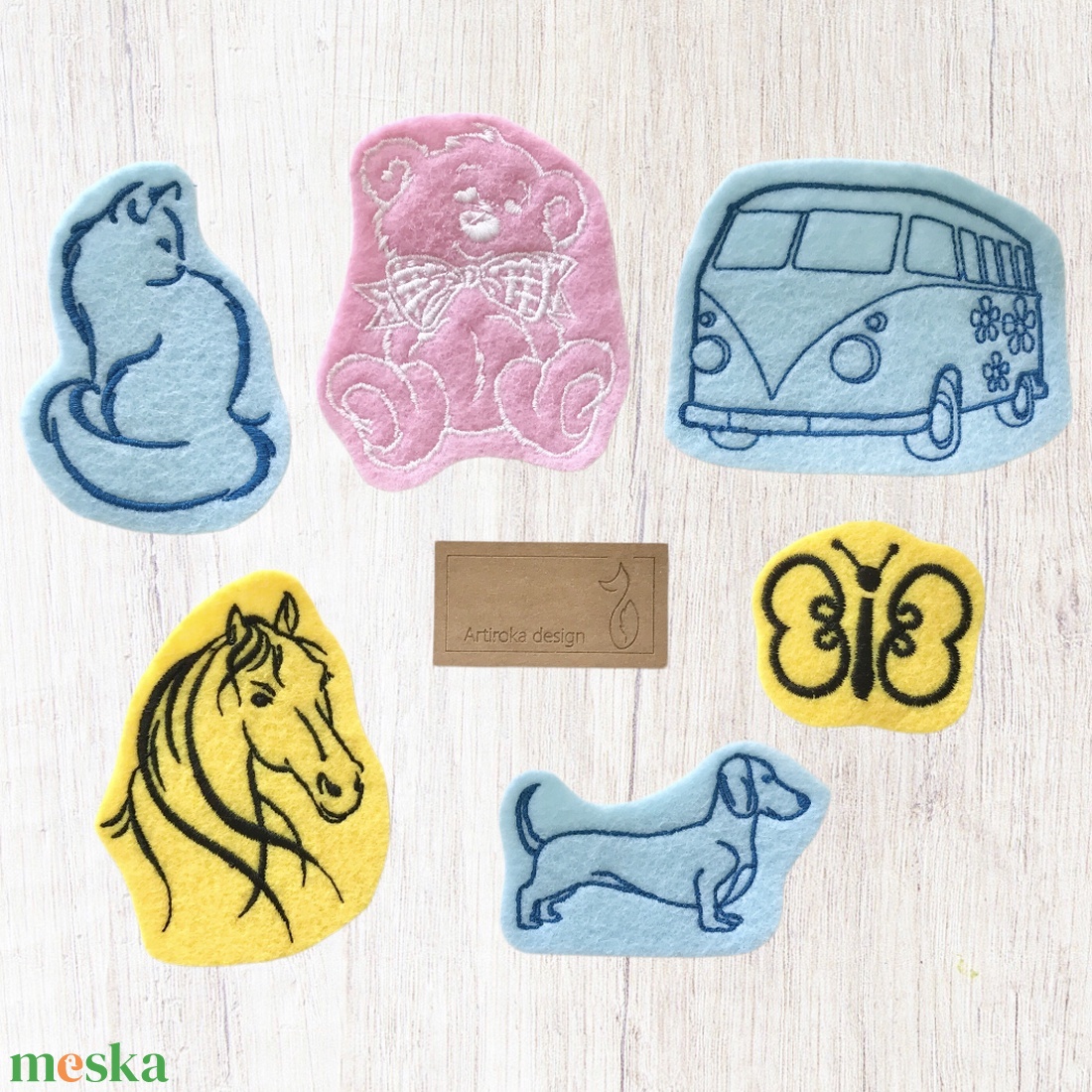 Egyedi hímzett  ÓVODAI JEL / OVIS JEL - kutya, maci, cica, ló, perec, busz   - Artiroka design - játék & sport - ovis felszerelés - óvodai jelek - Meska.hu