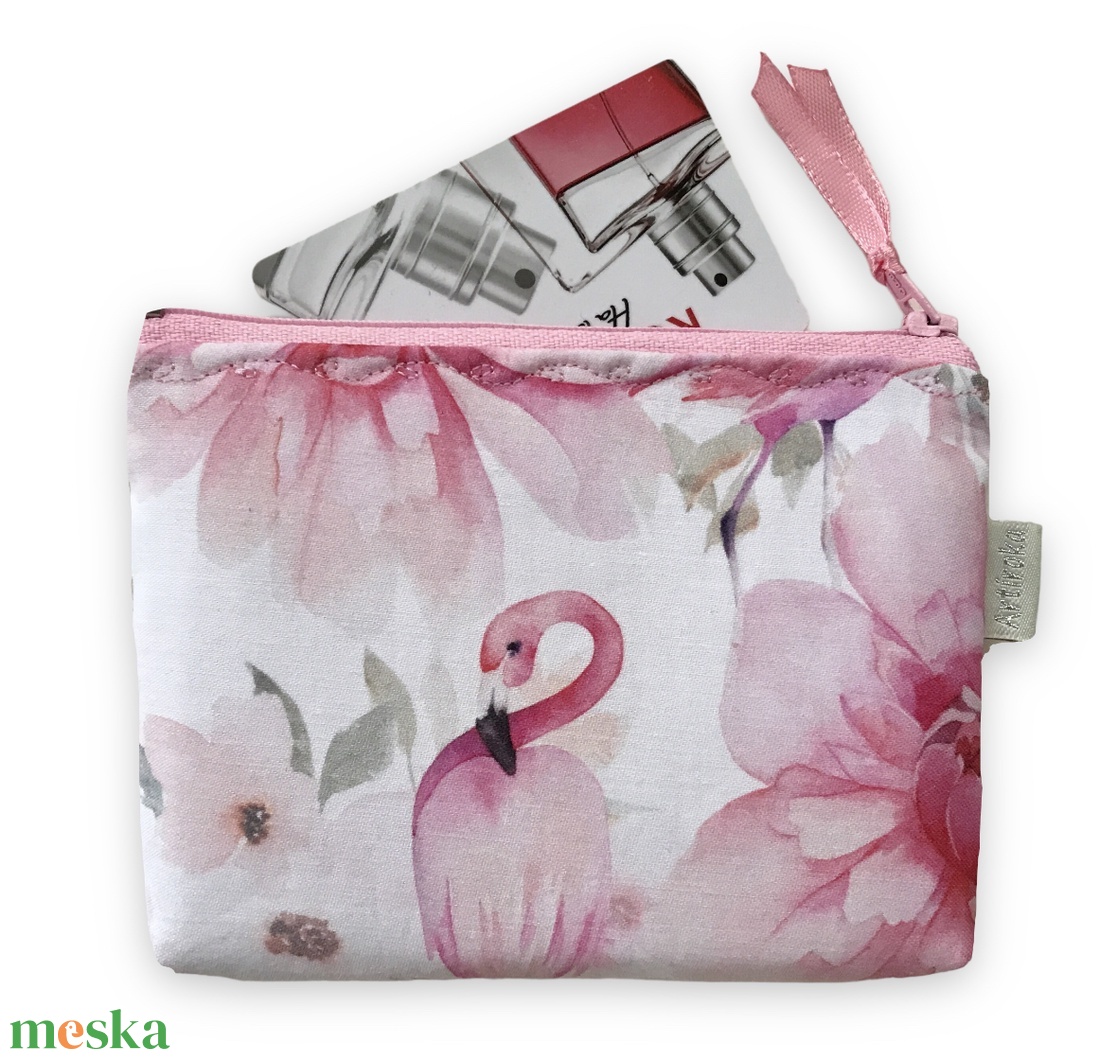 Flamingó mintás PRÉMIUM pamut irattartó pénztárca  - Artiroka design - táska & tok - pénztárca & más tok - kártyatartó & irattartó - Meska.hu