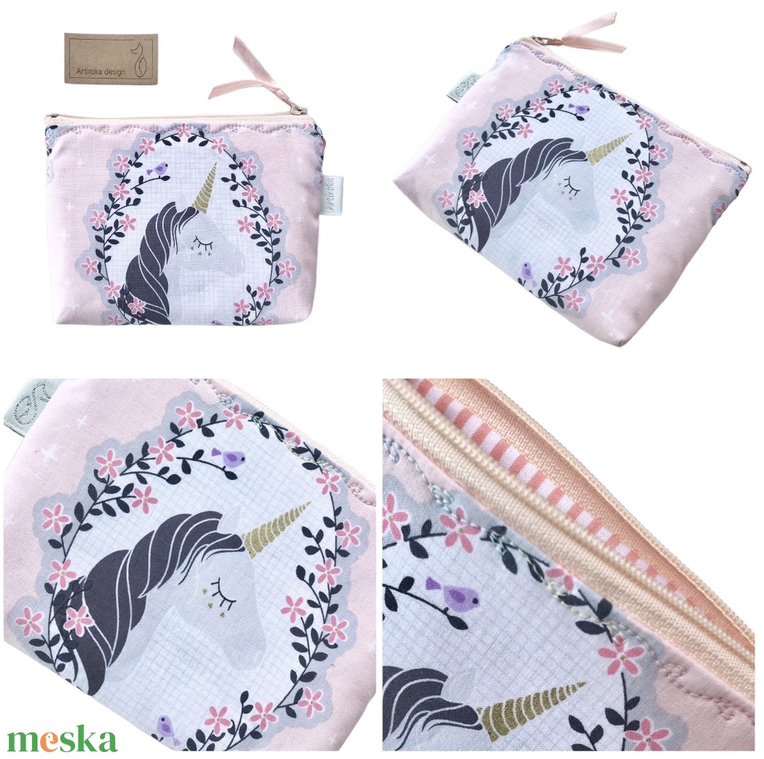 Unikornis mintás, pasztell színű irattartó pénztárca - Artiroka design  - táska & tok - pénztárca & más tok - kártyatartó & irattartó - Meska.hu