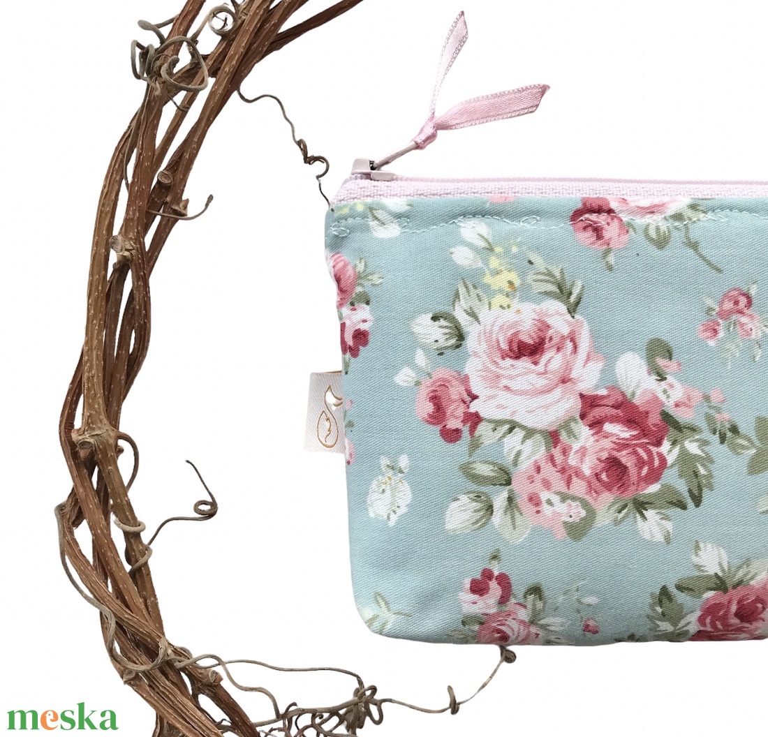 Rózsa mintás  prémium pamut irattartó pénztárca vagy tolltartó neszesszer, szemüvegtok -  Artiroka design - táska & tok - pénztárca & más tok - pénztárca - női pénztárca - Meska.hu
