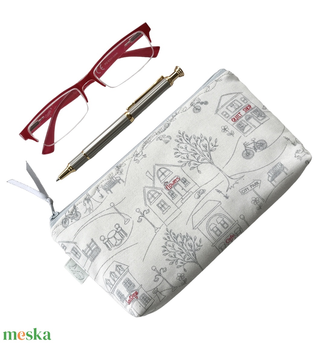 Otthon, édes otthon mintás tolltartó neszesszer, szemüvegtok vagy mobiltok - Artiroka design - táska & tok - neszesszer - Meska.hu