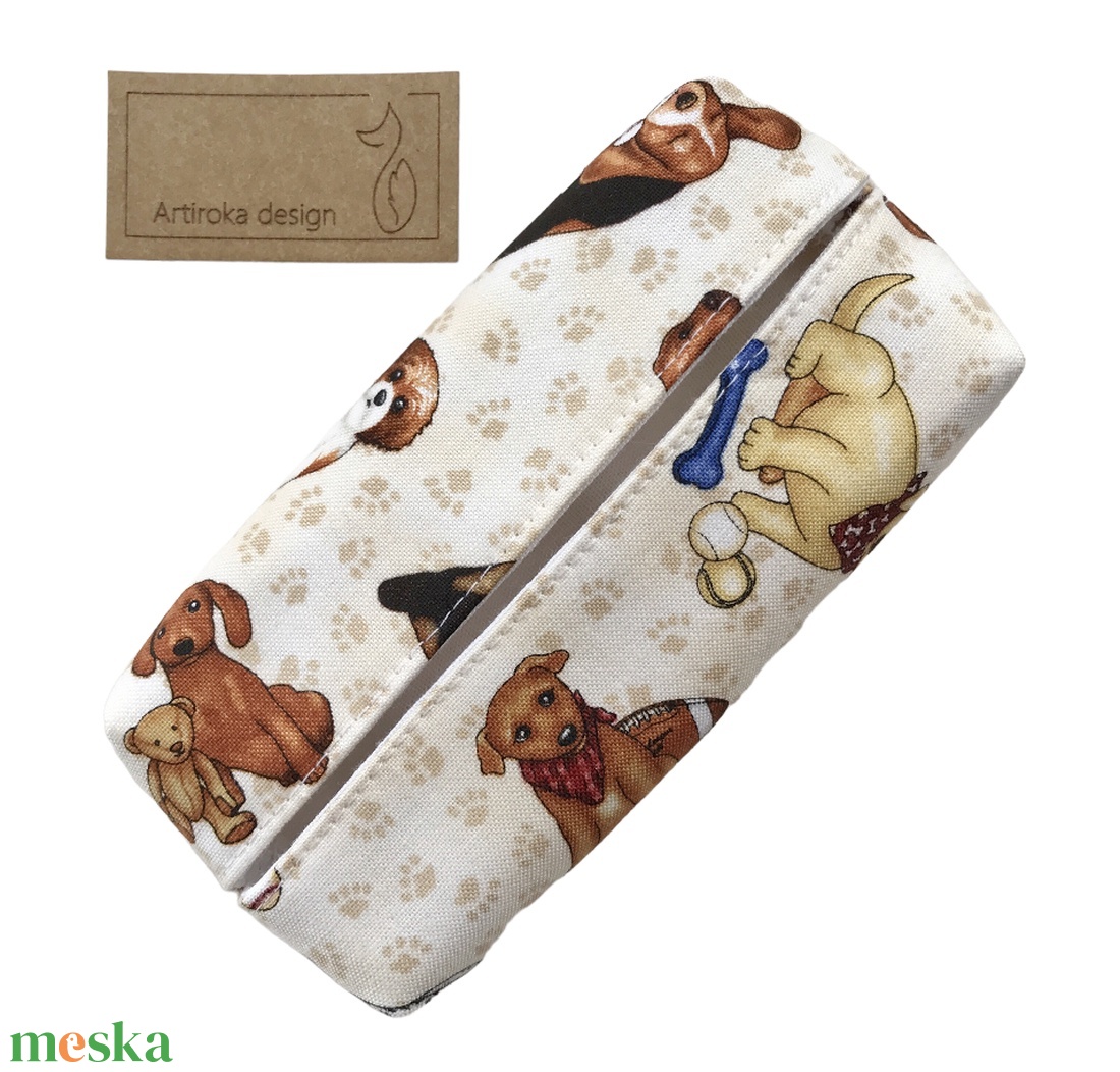 Kiskutya és tappancs mintás zsebkendőtartó - táska & tok - pénztárca & más tok - zsebkendőtartó tok - Meska.hu
