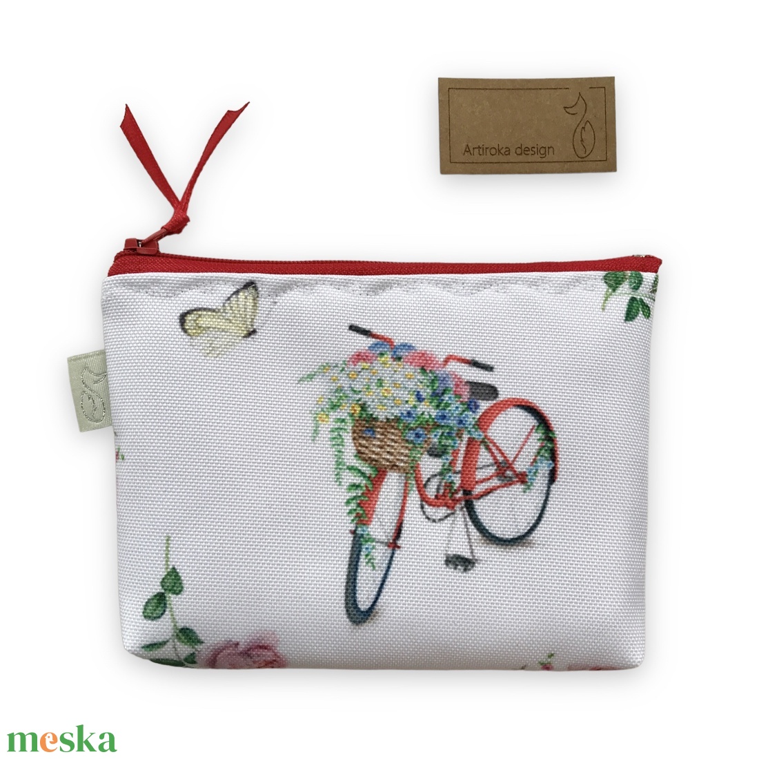 Piros bicikli rózsával és pillangóval mintás vízálló irattartó pénztárca - Artiroka design - táska & tok - pénztárca & más tok - kártyatartó & irattartó - Meska.hu Piros bicikli rózsával és pillangóval mintás vízálló irattartó pénztárca - Artiroka design - táska & tok - pénztárca & más tok - kártyatartó & irattartó - Meska.hu