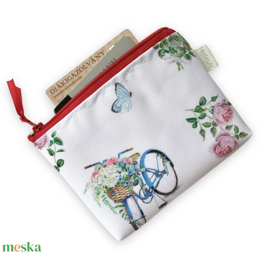 Piros bicikli rózsával és pillangóval mintás vízálló irattartó pénztárca - Artiroka design - táska & tok - pénztárca & más tok - kártyatartó & irattartó - Meska.hu Piros bicikli rózsával és pillangóval mintás vízálló irattartó pénztárca - Artiroka design - táska & tok - pénztárca & más tok - kártyatartó & irattartó - Meska.hu