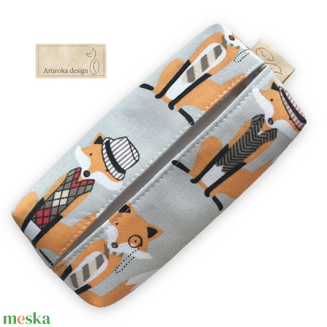 Kalapos Róka Úr  mintás papírzsebkendő tartó -  APA - NAGYPAPA  - Artiroka design - táska & tok - pénztárca & más tok - zsebkendőtartó tok - Meska.hu