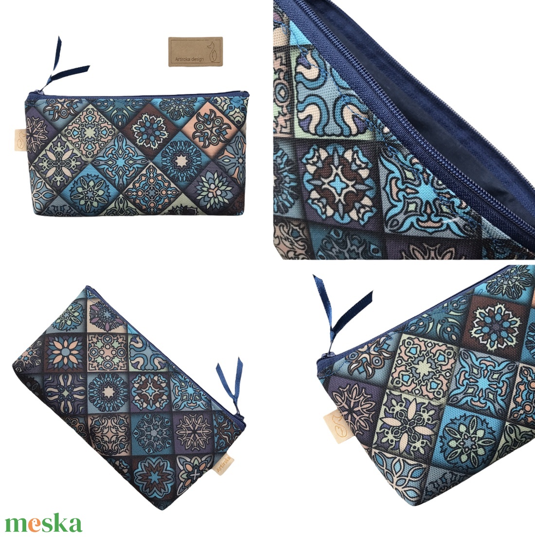 Marokkói csempe mintás VÍZÁLLÓ, kosztaszító tolltartó neszesszer, szemüvegtok vagy mobiltok - Artiroka design - táska & tok - neszesszer - Meska.hu