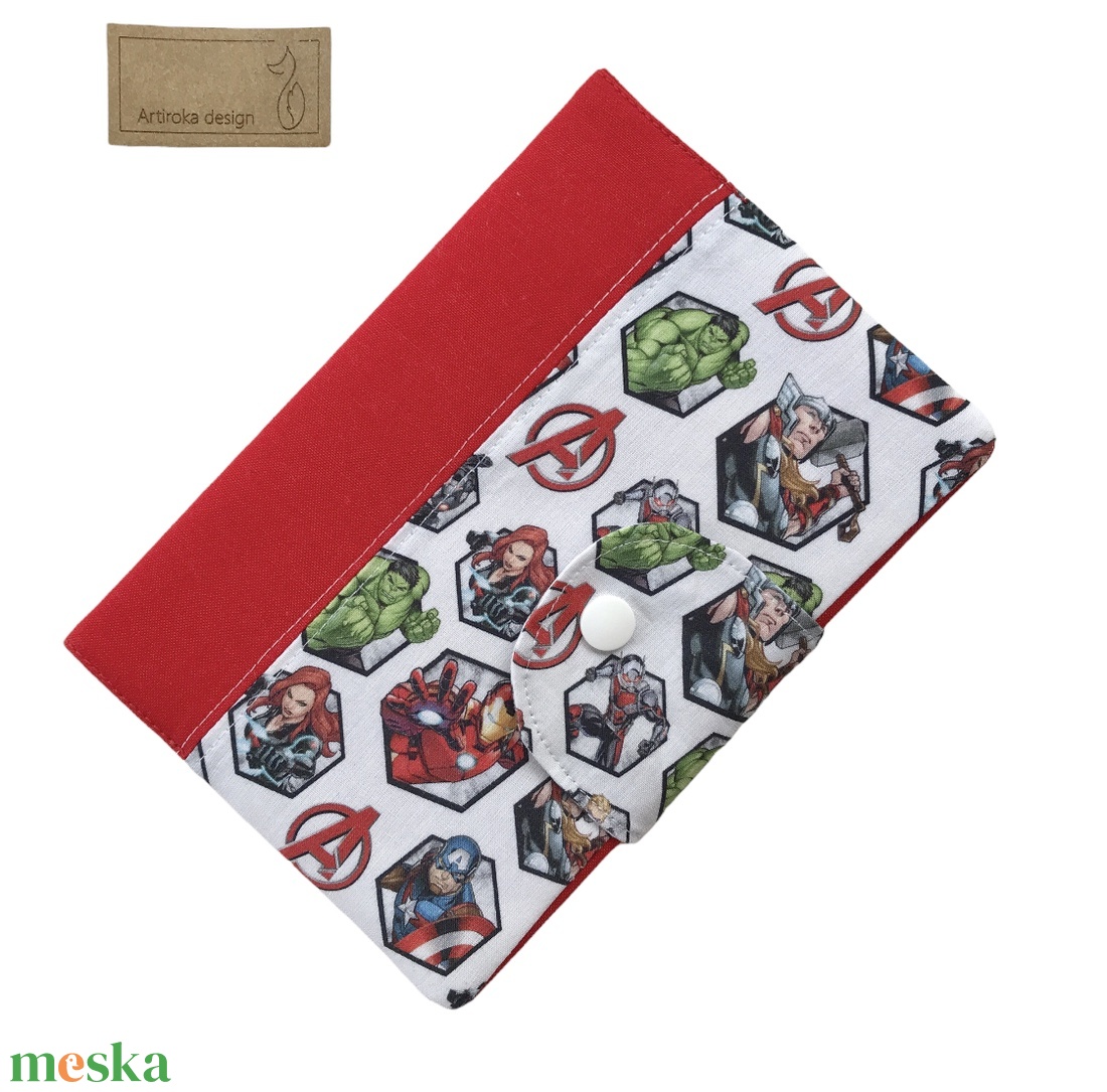 Marvel hős mintás egészségügyi kiskönyv borító prémium textilből - Artiroka design  - otthon & életmód - papír, írószer - Meska.hu
