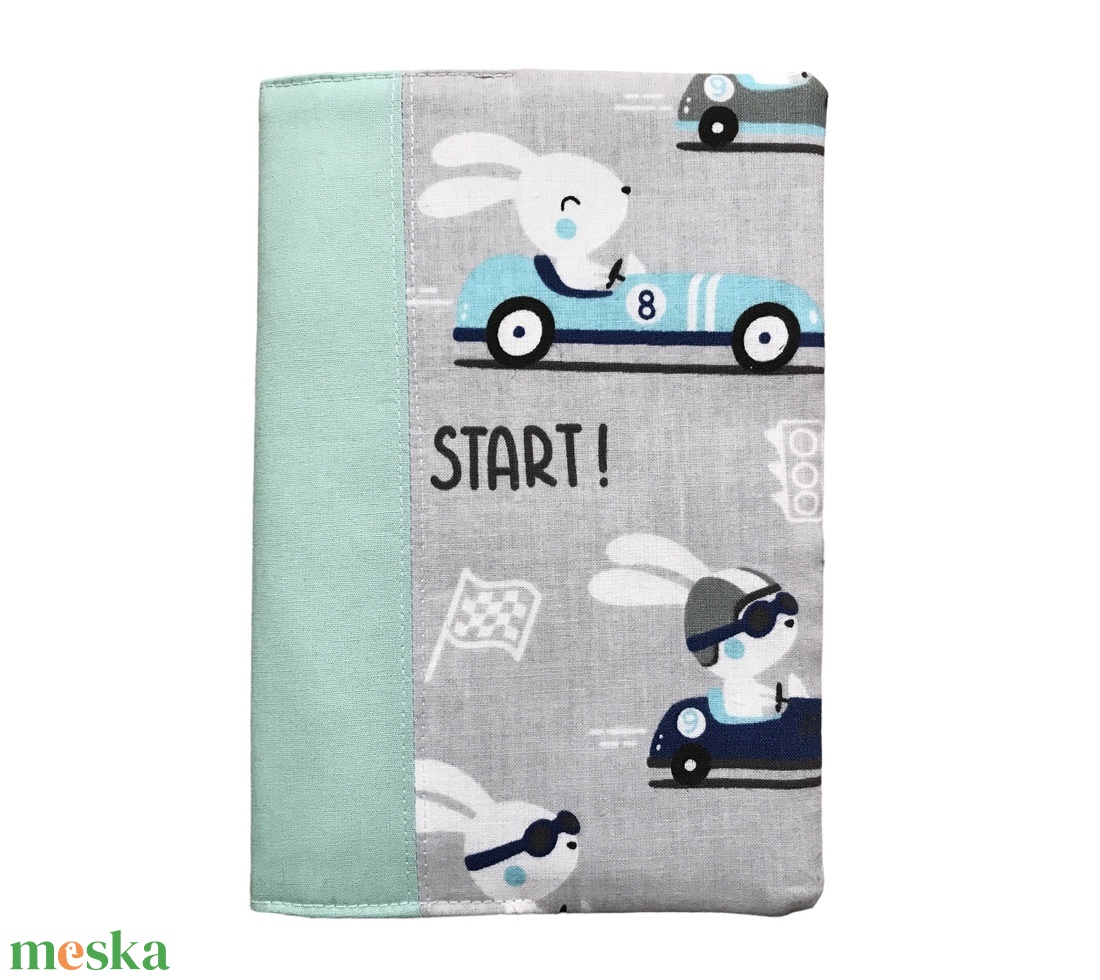 Versenyautós nyuszis  egészségügyi kiskönyv borító - Artiroka design - otthon & életmód - papír, írószer - Meska.hu