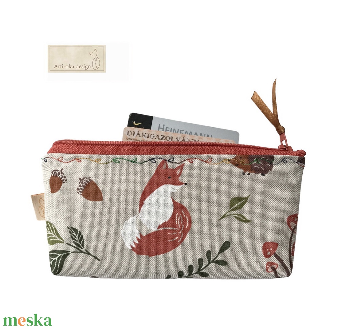 Róka, süni, őzike és nyuszi mintás prémium tolltartó neszesszer, szemüvegtok - Őszi hangulat - Artiroka design - otthon & életmód - papír, írószer - tolltartó & ceruzatekercs - Meska.hu