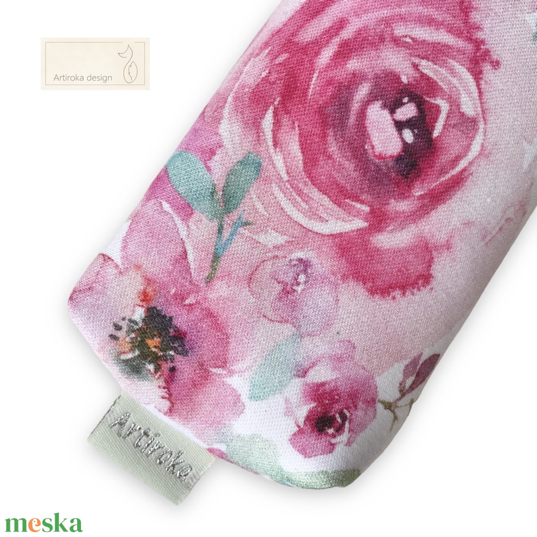 Fehér alapon virág mintás prémium pamut,  papírzsebkendő tartó - ANYÁK NAPJA - Artiroka design - táska & tok - pénztárca & más tok - zsebkendőtartó tok - Meska.hu