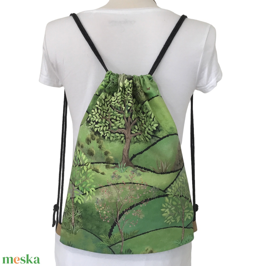 Titkos kert mintás prémium pamut gymbag hátizsák - edzéshez, úszáshoz, kiránduláshoz - Artiroka design  - táska & tok - hátizsák - hátizsák - Meska.hu