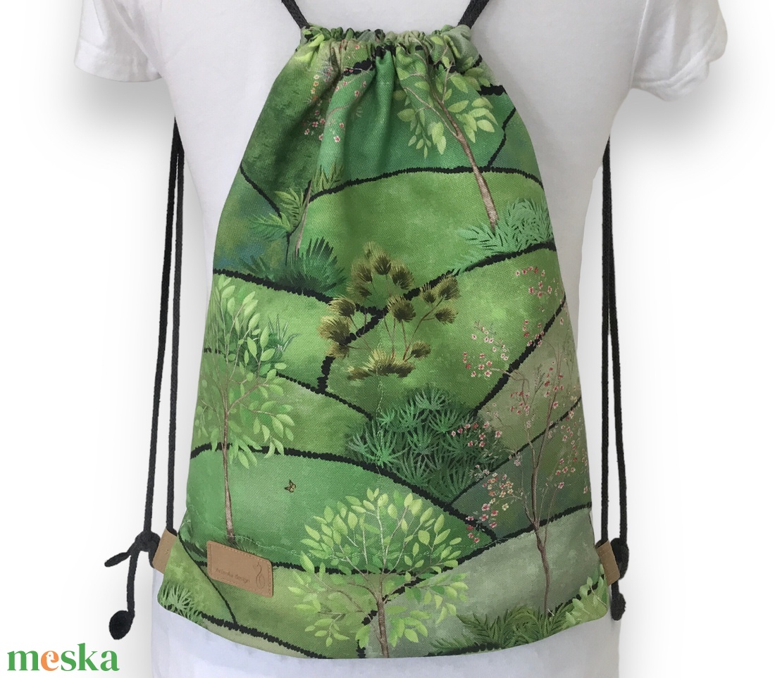 Titkos kert mintás prémium pamut gymbag hátizsák - edzéshez, úszáshoz, kiránduláshoz - Artiroka design  - táska & tok - hátizsák - hátizsák - Meska.hu