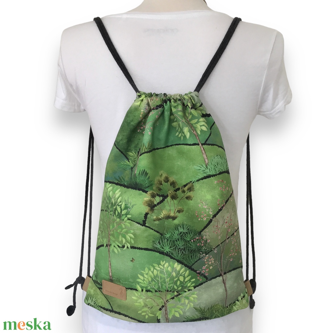 Titkos kert mintás prémium pamut gymbag hátizsák - edzéshez, úszáshoz, kiránduláshoz - Artiroka design  - táska & tok - hátizsák - hátizsák - Meska.hu