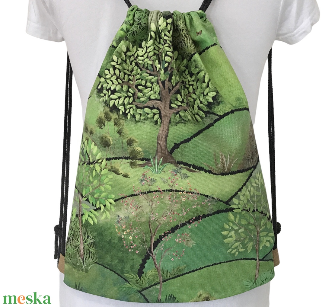 Titkos kert mintás prémium pamut gymbag hátizsák - edzéshez, úszáshoz, kiránduláshoz - Artiroka design  - táska & tok - hátizsák - hátizsák - Meska.hu