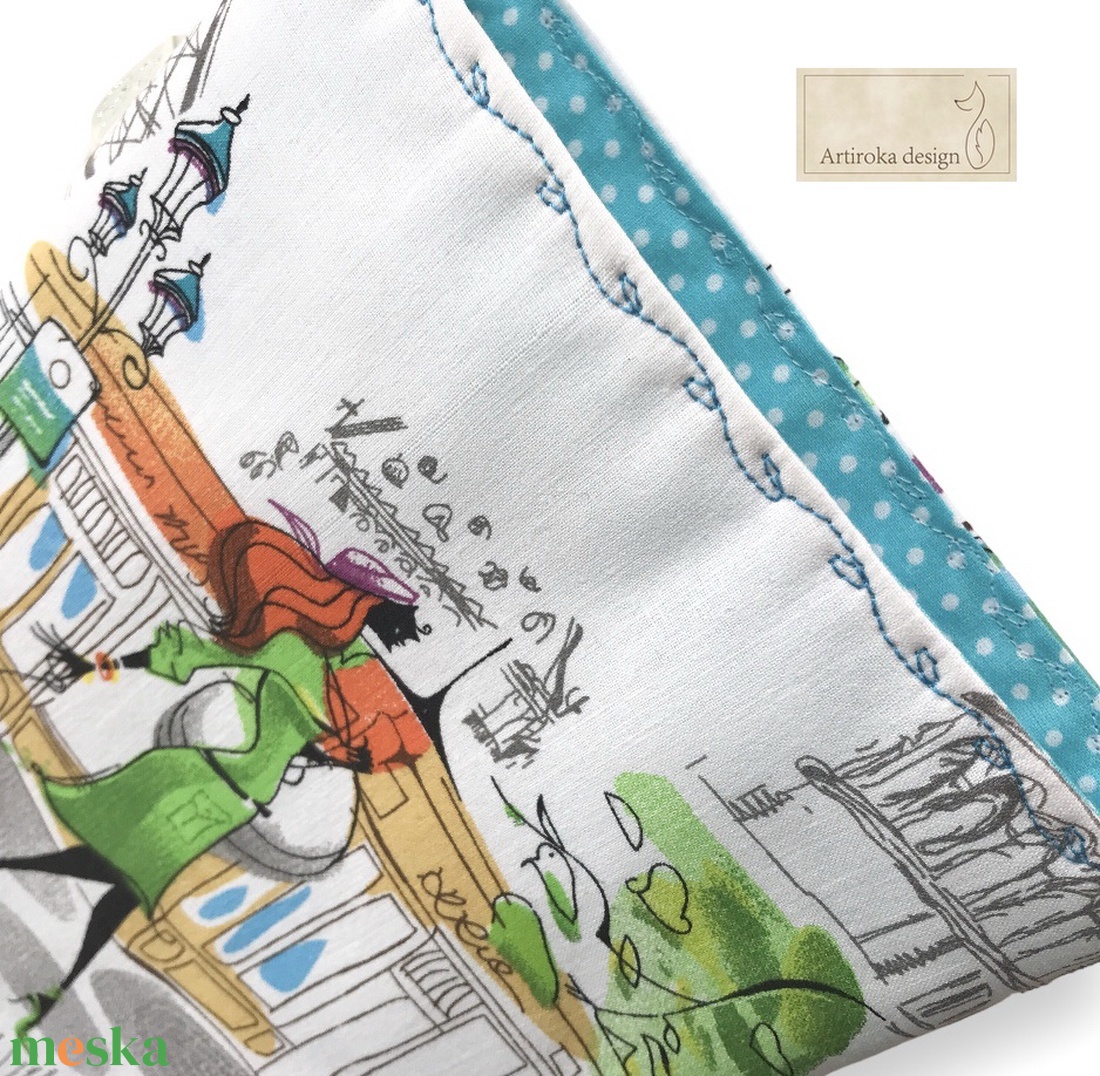 Párizsi vakáció - egyedi könyvtok Eiffel torony és divatos hölgy mintával   -  Artiroka design  - otthon & életmód - papír, írószer - könyv- és füzetborító - Meska.hu