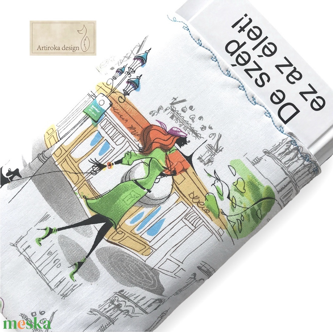 Párizsi vakáció - egyedi könyvtok Eiffel torony és divatos hölgy mintával   -  Artiroka design  - otthon & életmód - papír, írószer - könyv- és füzetborító - Meska.hu