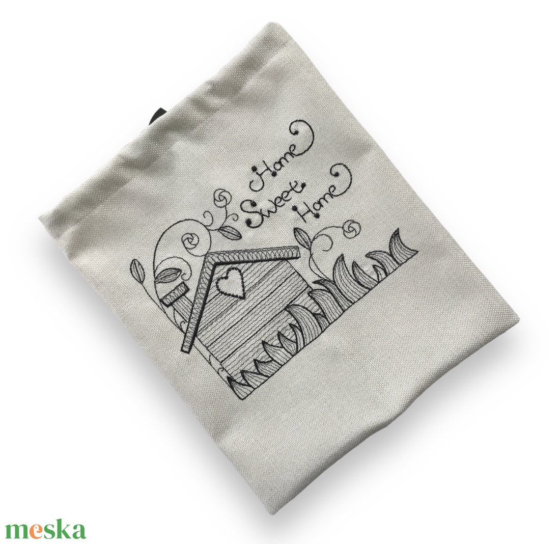 Hímzett környezetbarát bevásárló zacskó - ÖKO zsák - otthon édes otthon felirattal - Artiroka design - táska & tok - bevásárlás & shopper táska - kenyeres zsák - Meska.hu