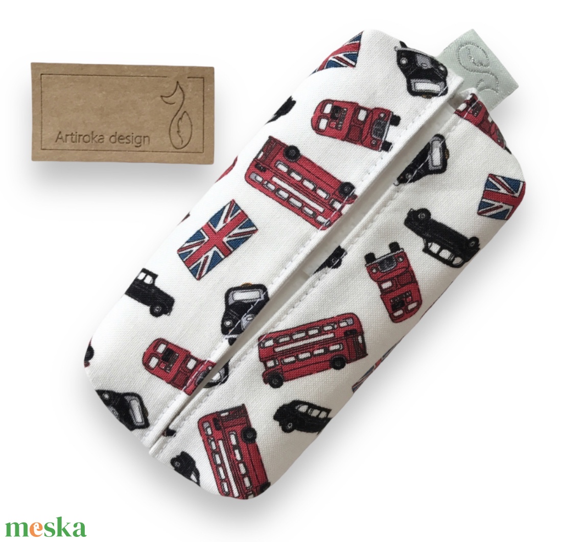 London busz és taxi mintás,  bélelt papírzsebkendő tartó - PEDAGÓGUS NAP - Artiroka design  - táska & tok - pénztárca & más tok - zsebkendőtartó tok - Meska.hu