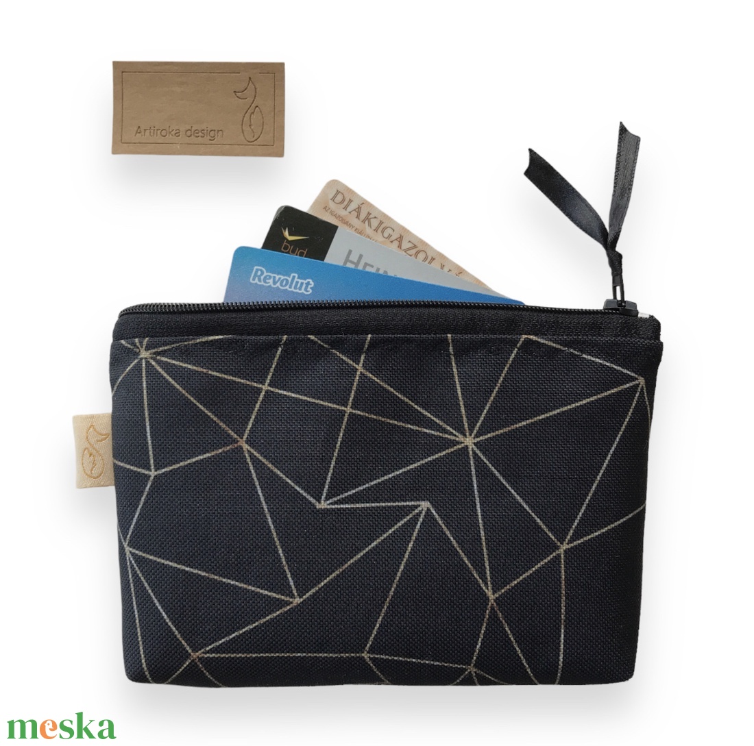 Fekete, geometria mintás VÍZÁLLÓ irattartó pénztárca - Artiroka design - táska & tok - pénztárca & más tok - kártyatartó & irattartó - Meska.hu