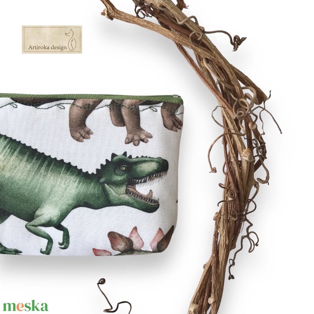 Dinoszaurusz mintás prémium tolltartó neszesszer, szemüvegtok vagy mobiltok  - Artiroka design akciós termékkép 1
