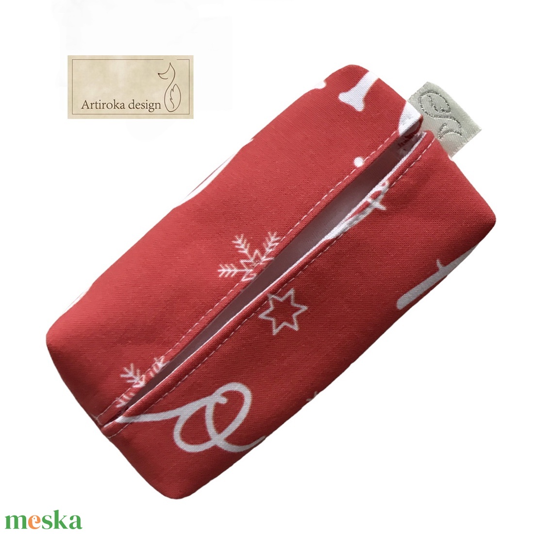 Prémium pamut jégvirág mintás Ho-Ho-Ho feliratú zsebkendő tartó piros színben - Artiroka design - karácsony - mikulás - mikulás ajándékok - Meska.hu Prémium pamut jégvirág mintás Ho-Ho-Ho feliratú zsebkendő tartó piros színben - Artiroka design - karácsony - mikulás - mikulás ajándékok - Meska.hu
