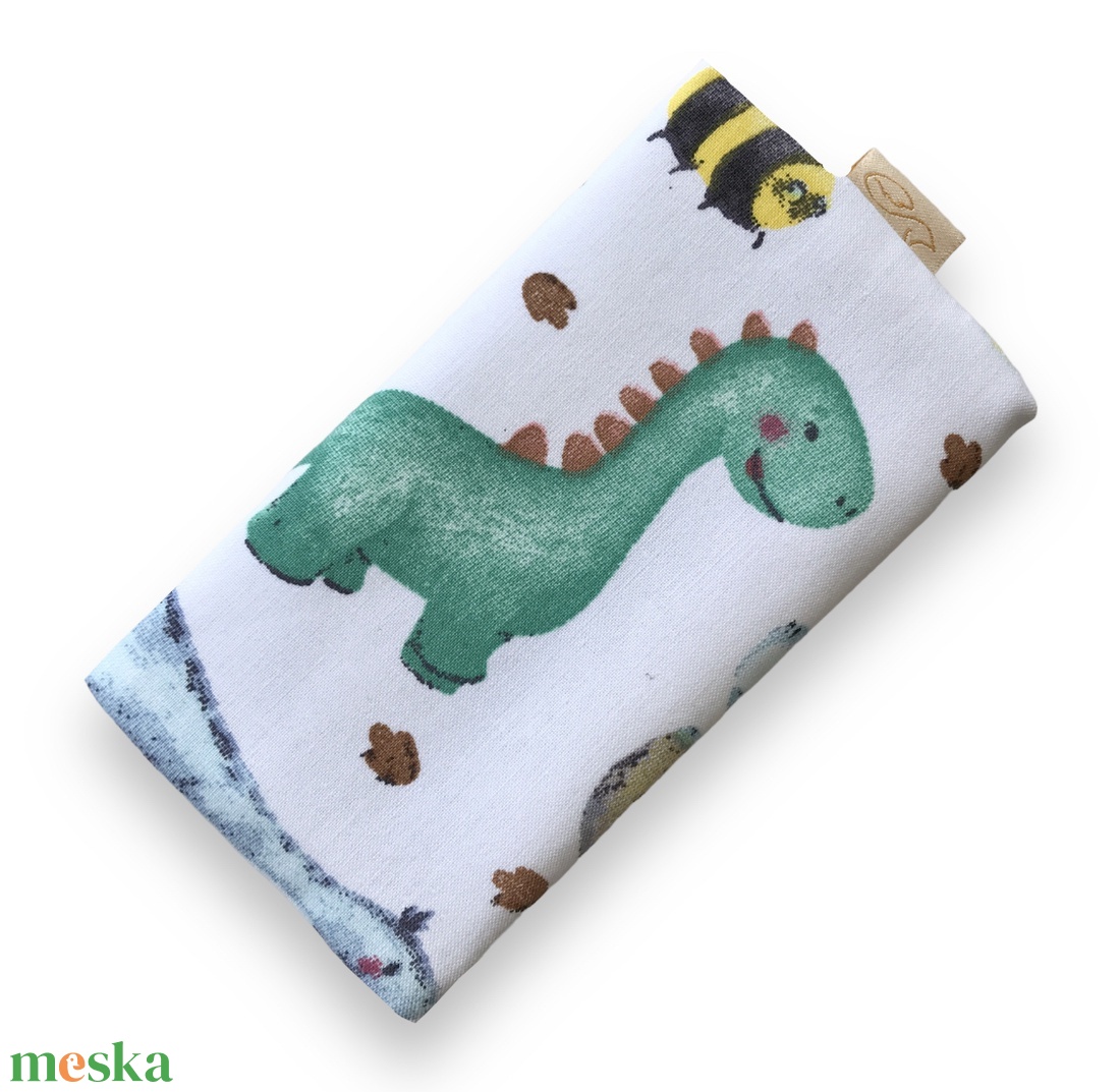 Dinó mintás pamut textilből készült papírzsebkendő tartó  - Artiroka design - táska & tok - pénztárca & más tok - zsebkendőtartó tok - Meska.hu